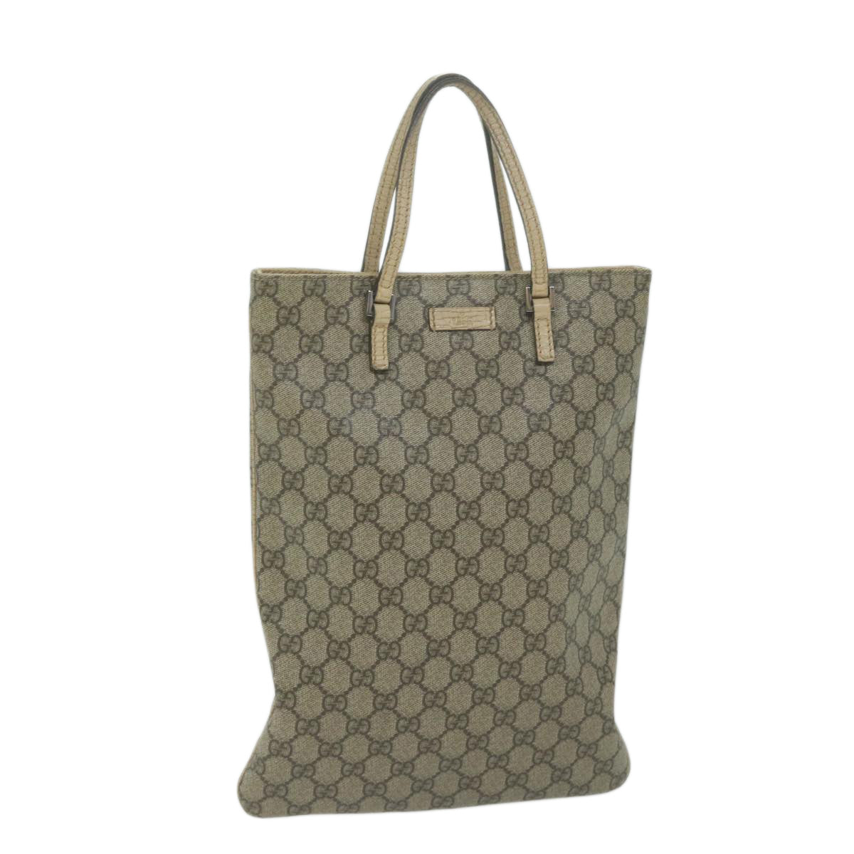 GUCCI GG Supreme Hand Bag PVC Leather Beige 117551  65939