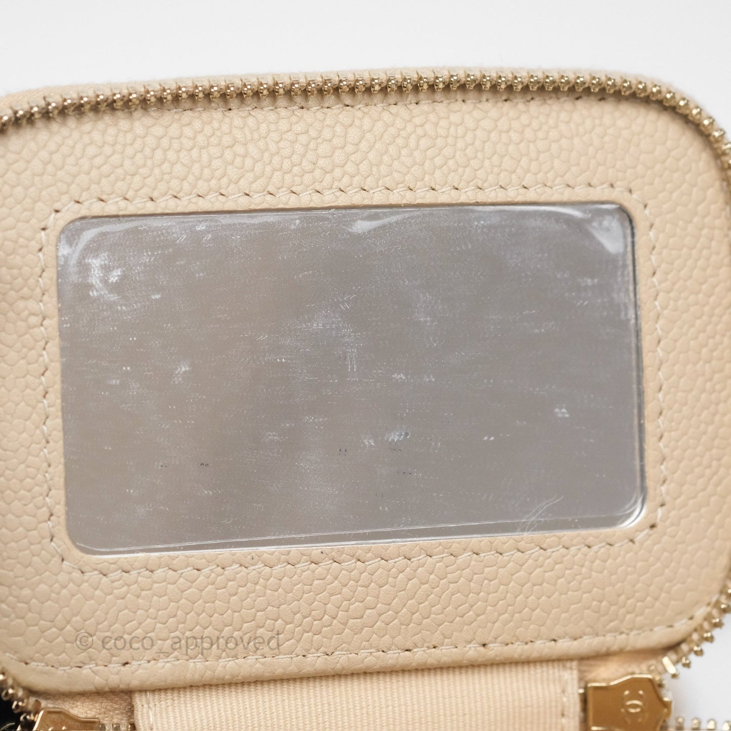 Chanel Mini Vanity With CC Chain Beige Caviar Gold Hardware