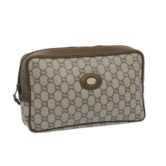 GUCCI GG Plus Supreme Clutch Bag PVC Leather Beige  65941