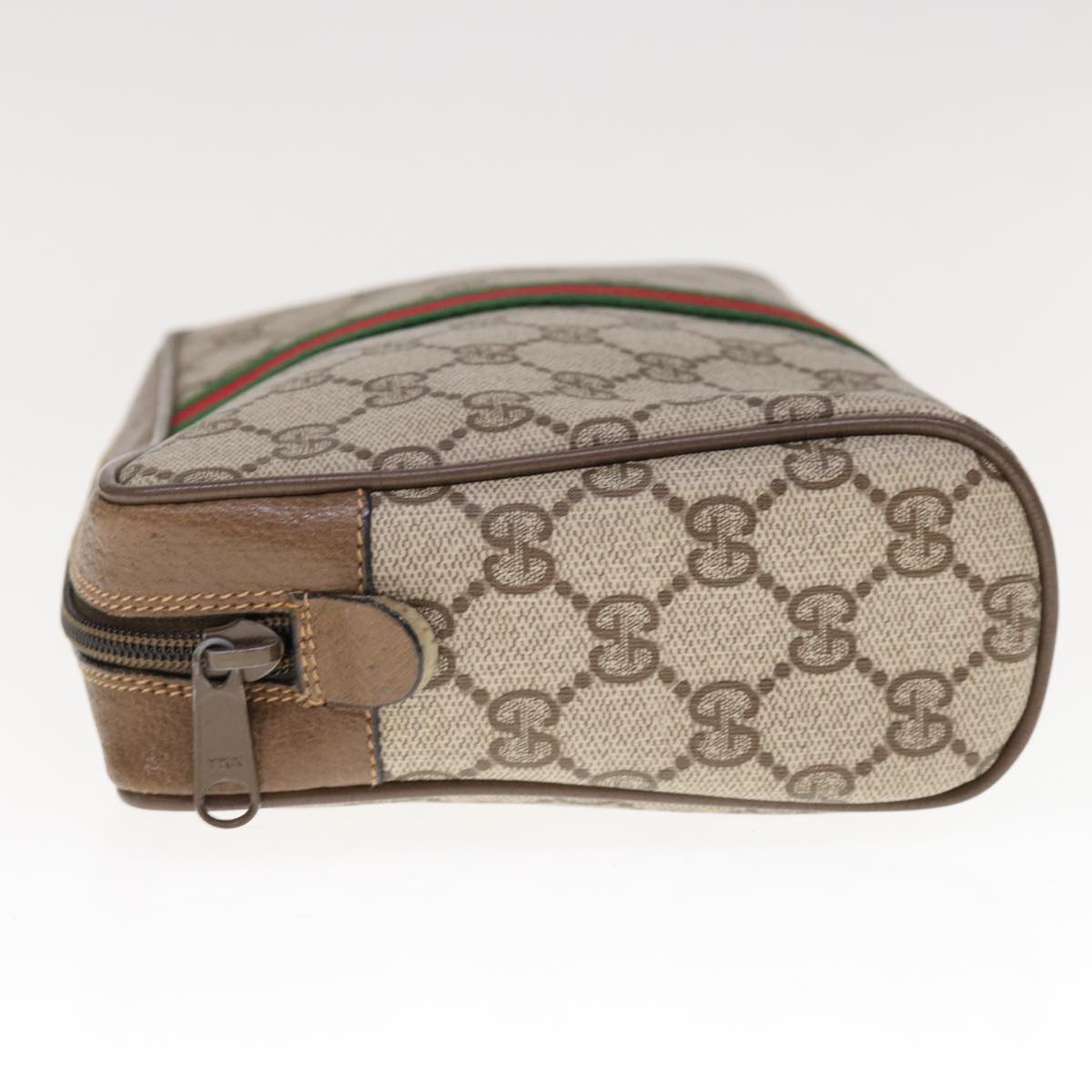 GUCCI GG Supreme Web Sherry Line Clutch Bag PVC Beige Red 89 01 012  65942