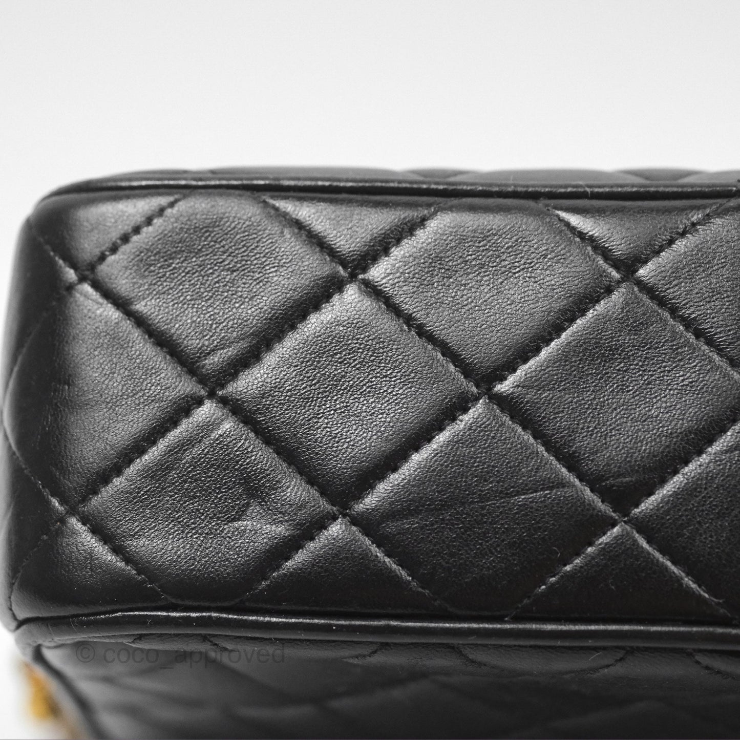 Chanel Vintage Diana Fringe Camera Bag Black Lambskin 24K Gold Hardware