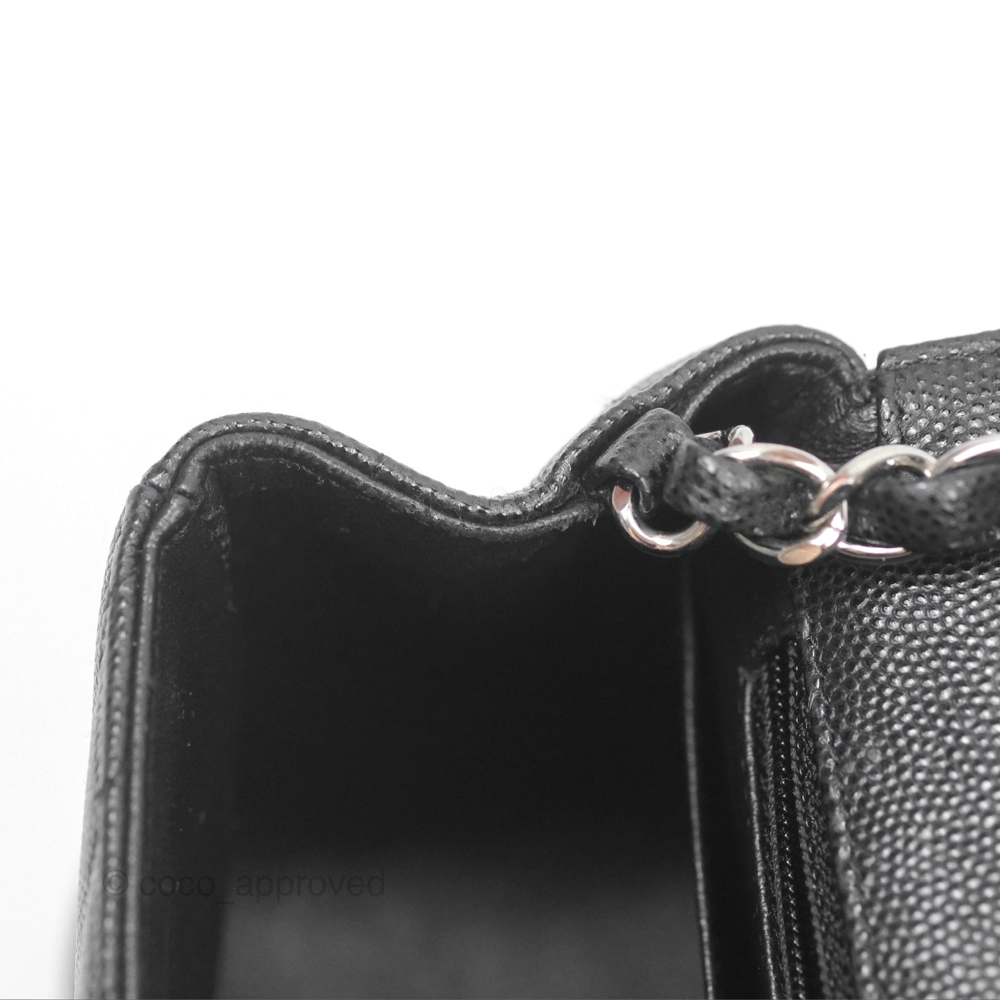 Chanel Mini Square Chevron Black Caviar Silver Hardware