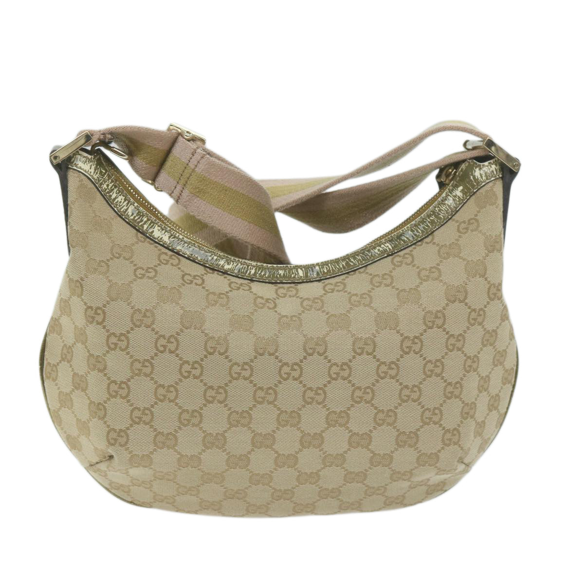 GUCCI GG Canvas Sherry Line Shoulder Bag Gold Beige pink 181092  65952