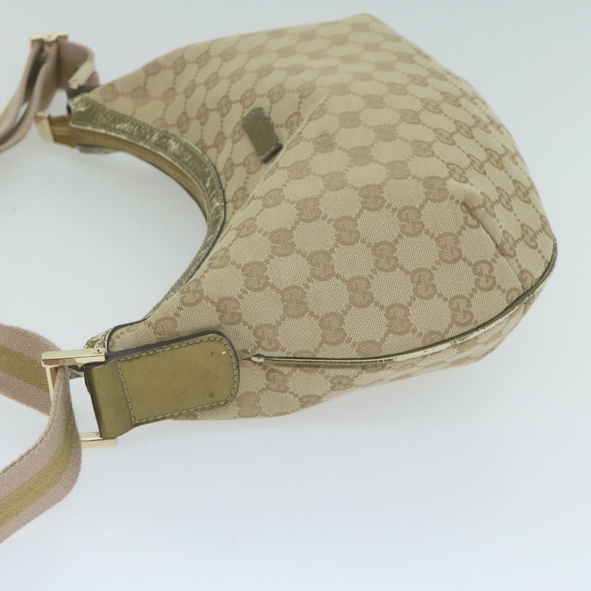 GUCCI GG Canvas Sherry Line Shoulder Bag Gold Beige pink 181092  65952
