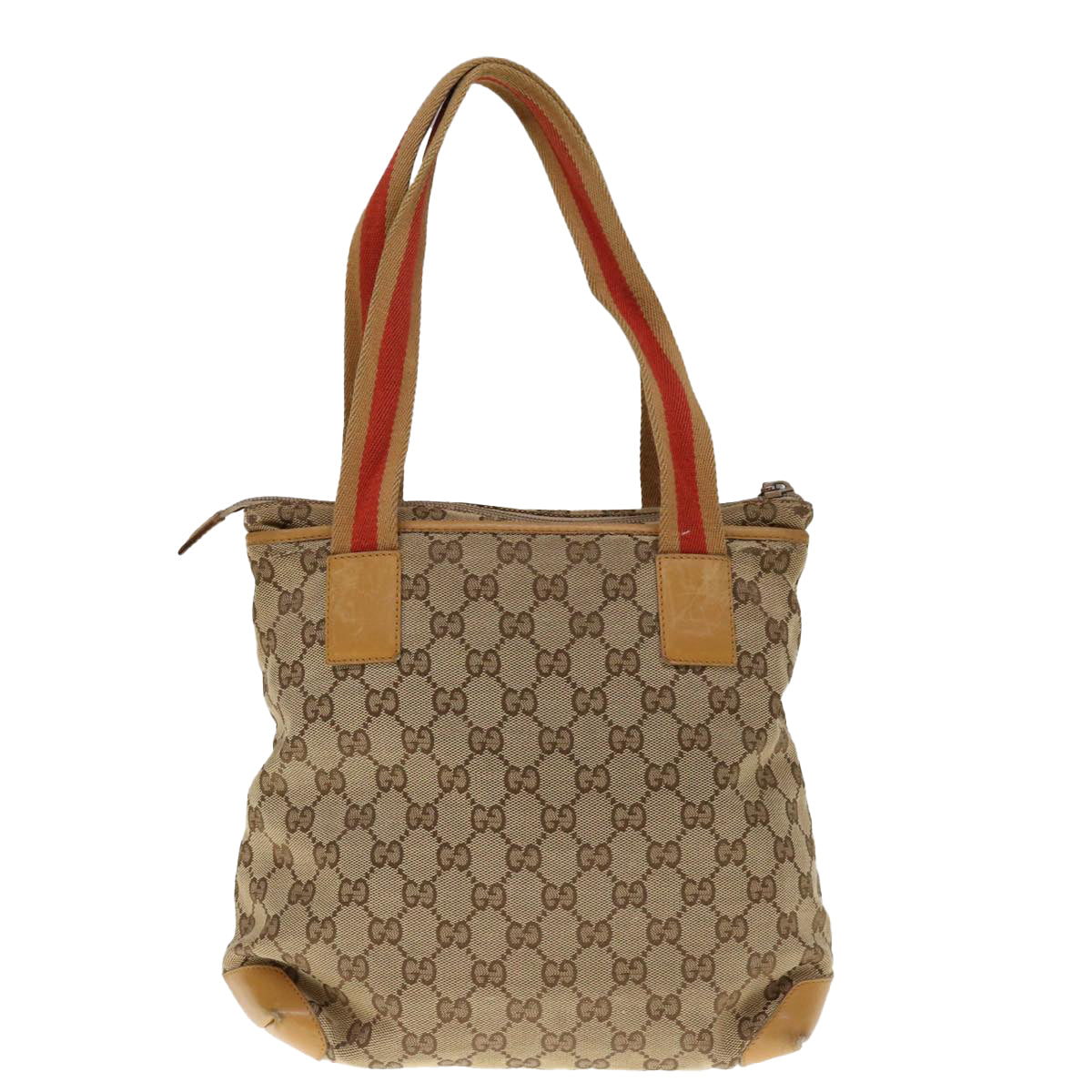 GUCCI GG Canvas Sherry Line Tote Bag Beige Orange 0190402  65970