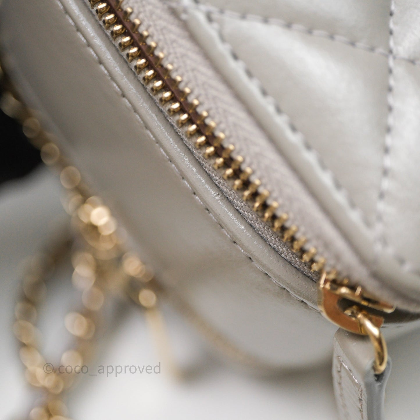 Chanel Mini Top Handle Camera Case Grey Shiny Calfskin Gold Hardware 22B