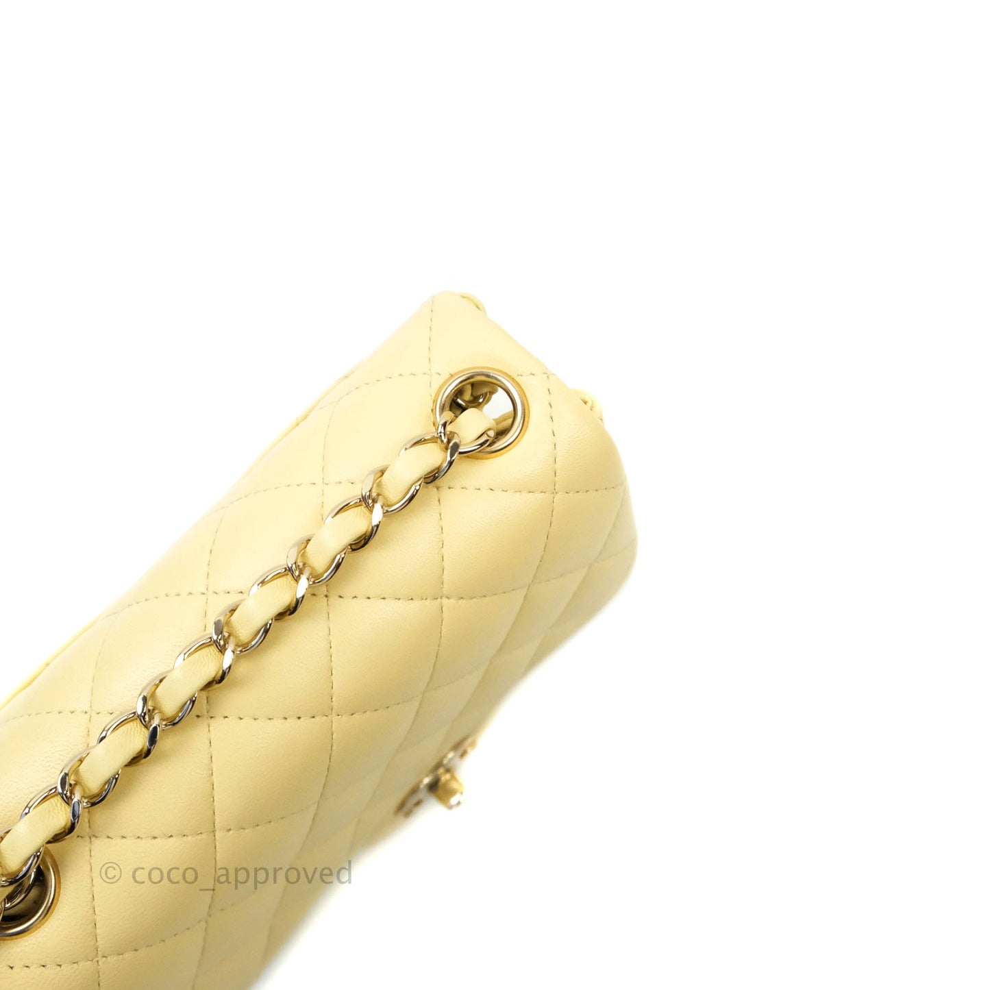 Chanel Quilted Mini Square Yellow Lambskin Gold Hardware