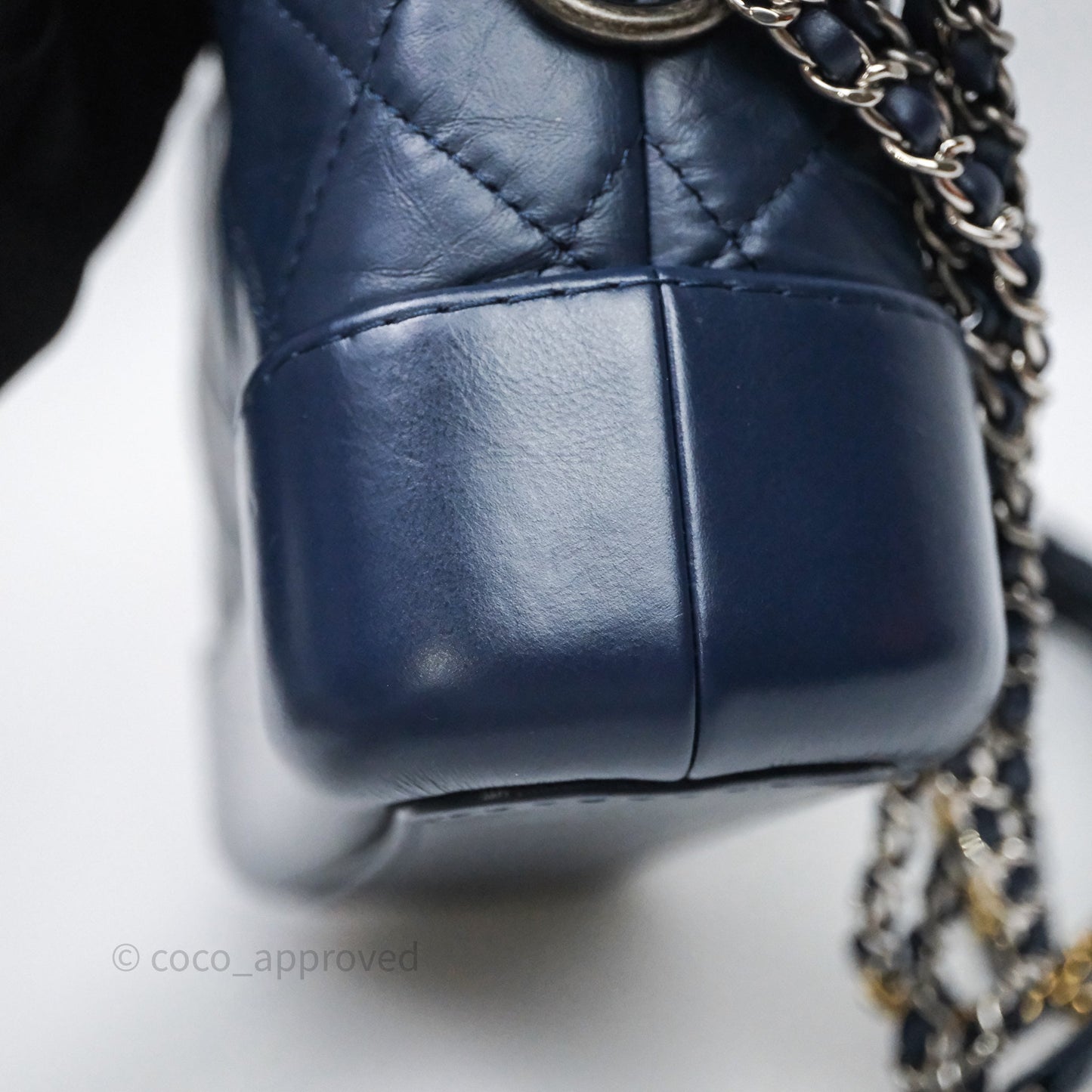Chanel Quilted Small Gabrielle Hobo Navy Aged Calfskin Mixed Hardware