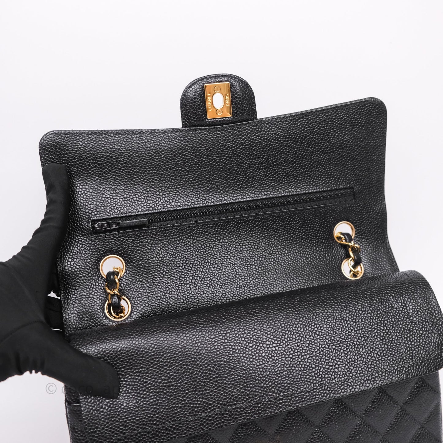 Chanel Classic M/L Medium Flap Quilted Black Caviar Gold Hardware