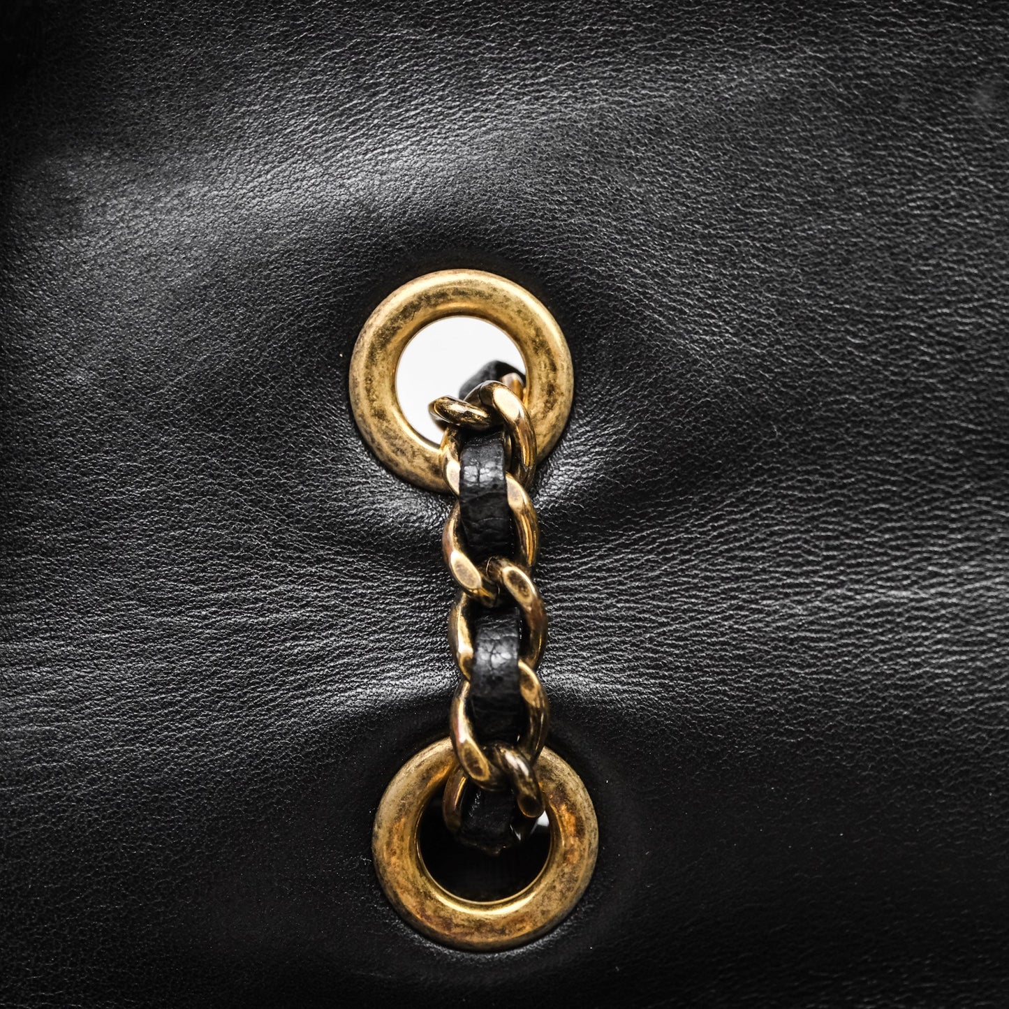 Chanel Quilted Flap Bag Black Calfskin Aged Gold Hardware