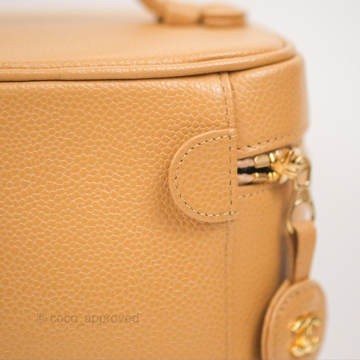 Chanel Vintage Vanity Case Beige Caviar Gold Hardware