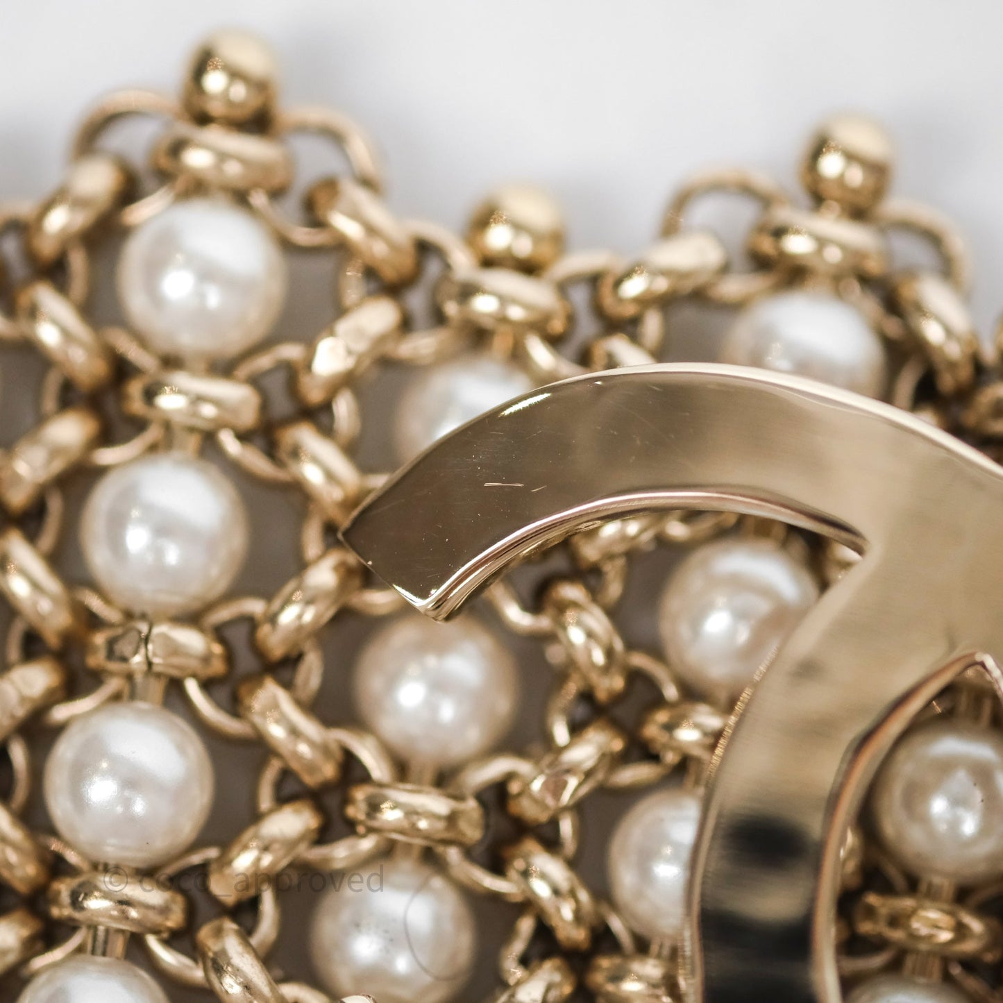 Chanel CC Pearl Bracelet Gold Tone 20C