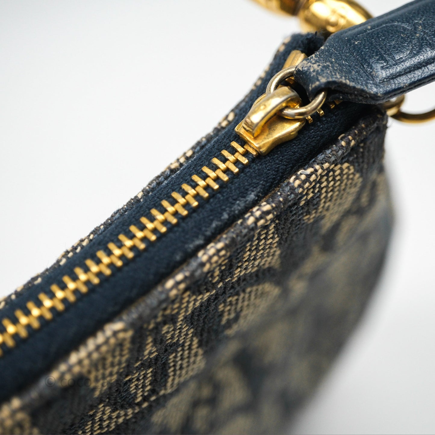 Christian Dior Vintage Mini Saddle Bag Blue Oblique Jacquard