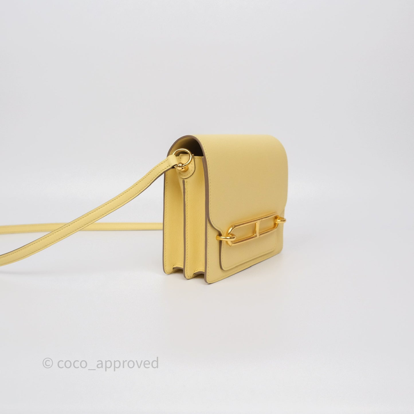 Hermès Roulis Mini 18 Jaune Poussin 1Z Swift Gold Hardware