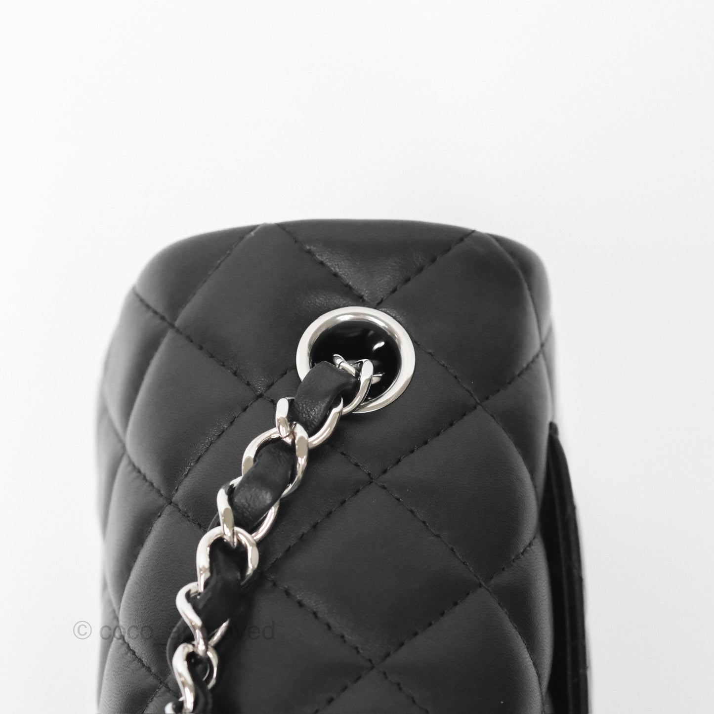 Chanel Quilted Mini Rectangular Flap Black Lambskin Silver Hardware