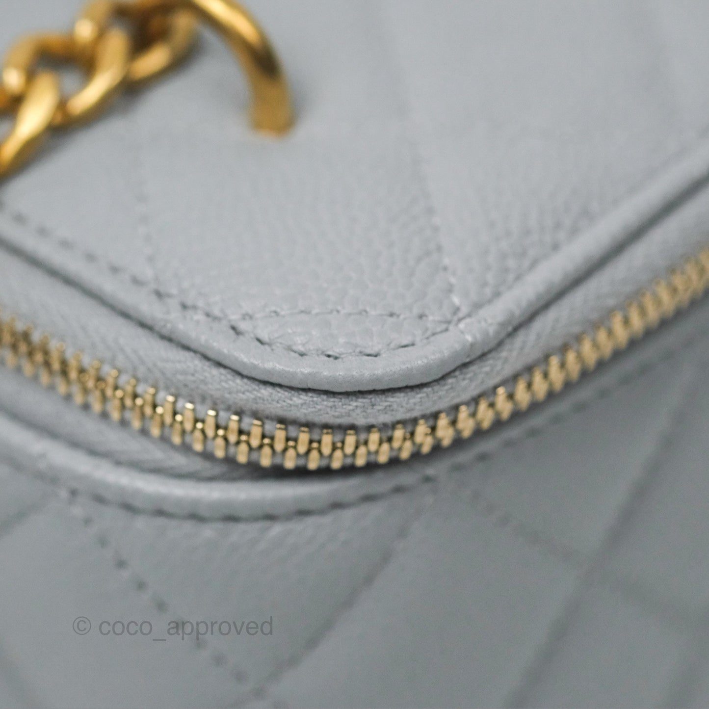 Chanel Vanity with Heart Adjustable Chain Grey Caviar Aged Gold Hardware