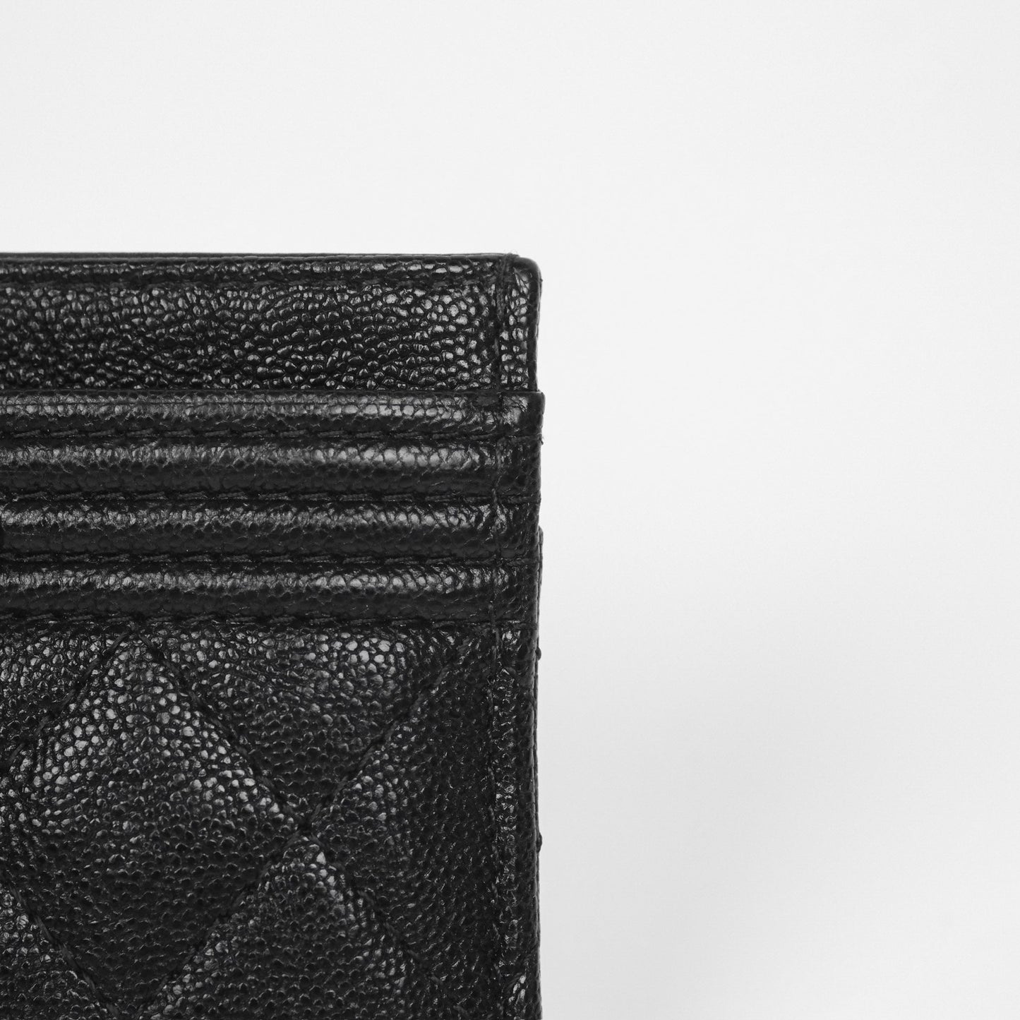 Chanel Boy Card Holder Quilted Black Caviar Aged Gold Hardware