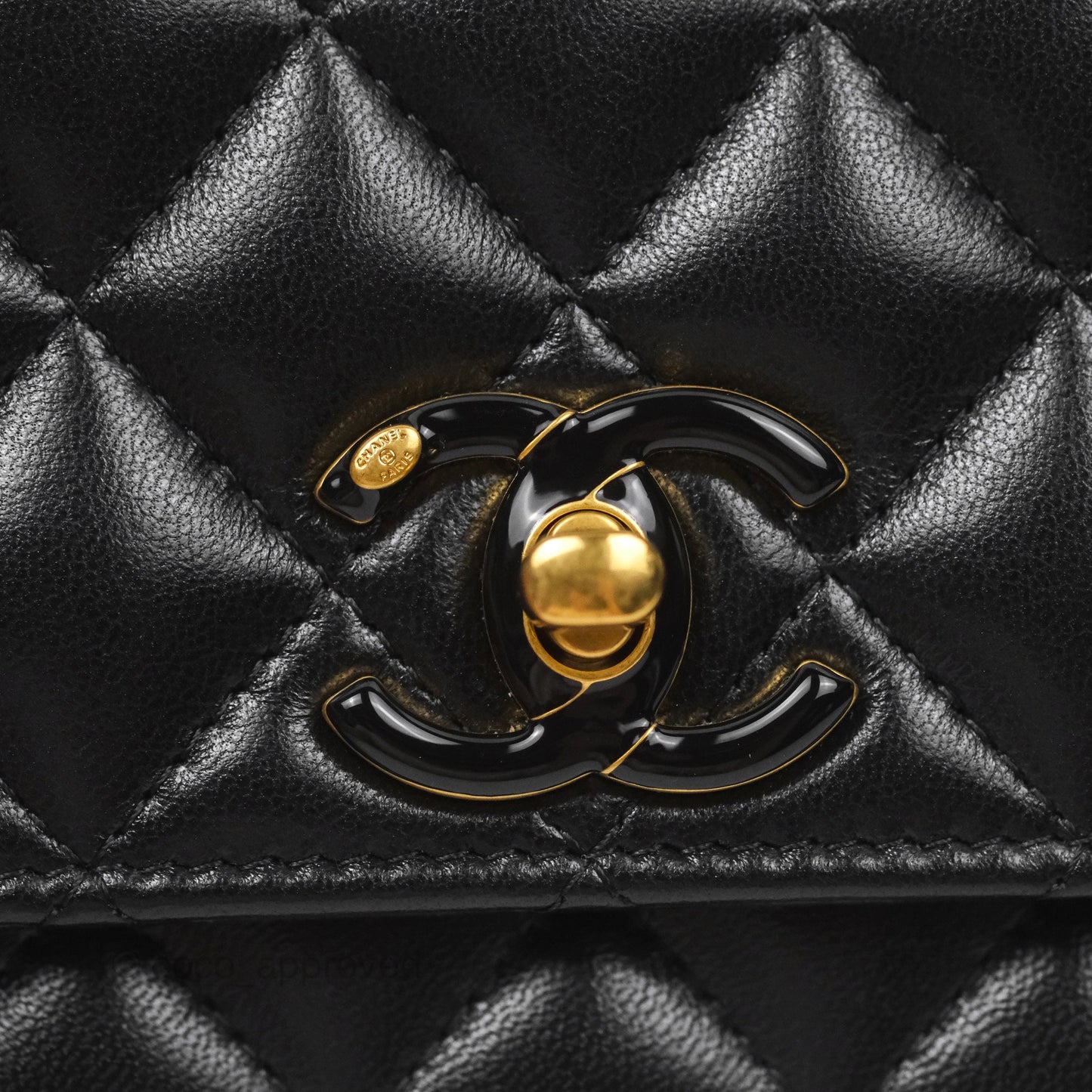 Chanel Quilted WOC Adjustable Chain Black Shiny Lambskin Aged Gold Hardware