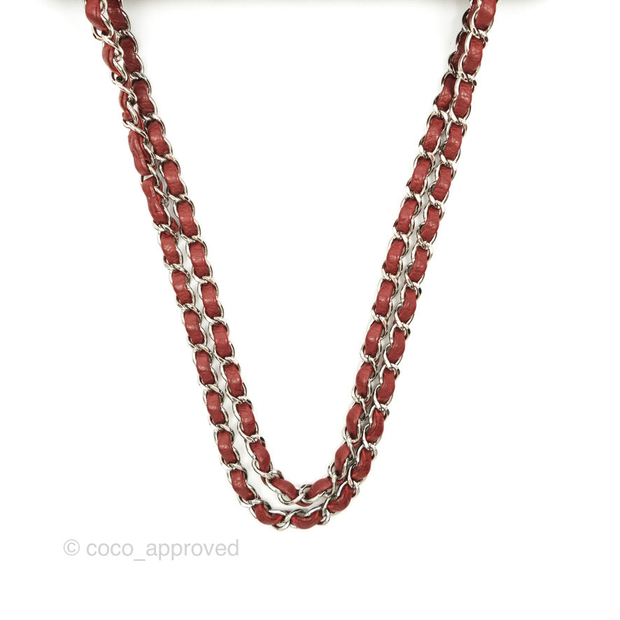 Chanel Classic M/L Medium Double Flap Dark Red Caviar Silver Hardware