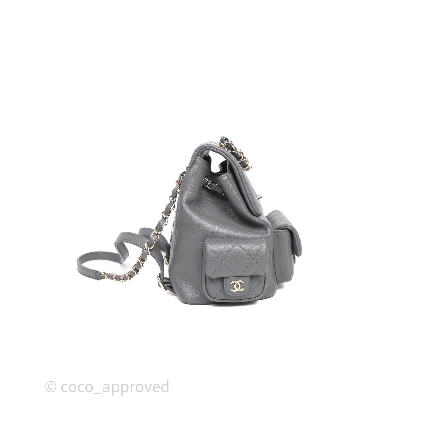 Chanel Small Duma Backpack Dark Grey Caviar Gold Hardware 23K