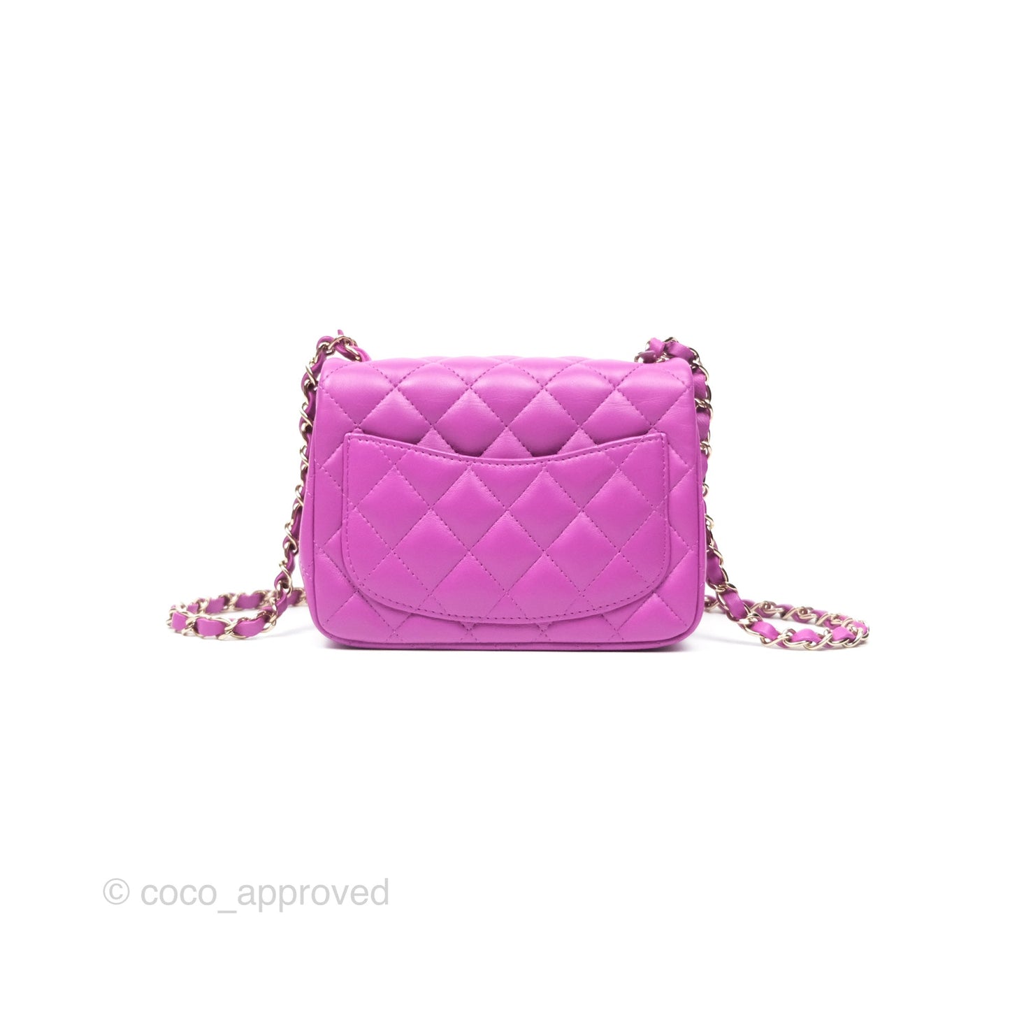 Chanel Mini Square Flap Quilted Purple Lambskin Gold Hardware