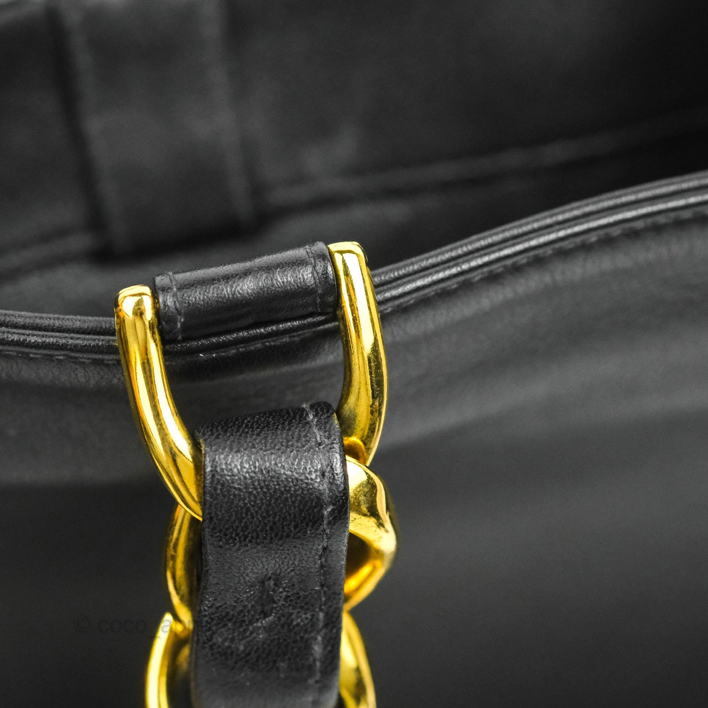 Chanel Vintage CC Chunky Chain Black Calfskin XL Tote 24K Gold Hardware
