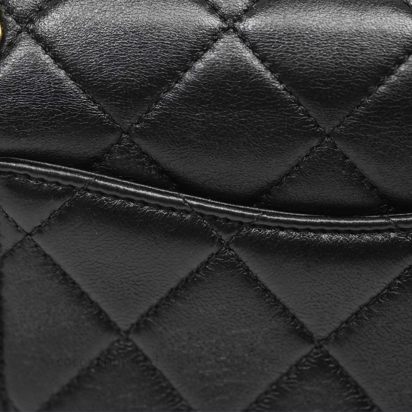 Chanel Flap Bag Black Lambskin Aged Gold Hardware 24P