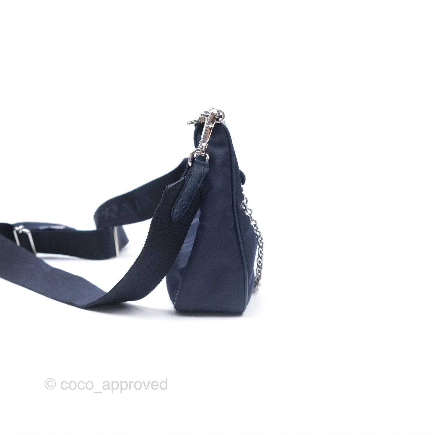 Prada Nylon Re-Edition 2005 Shoulder Bag Navy Blue Silver Hardware