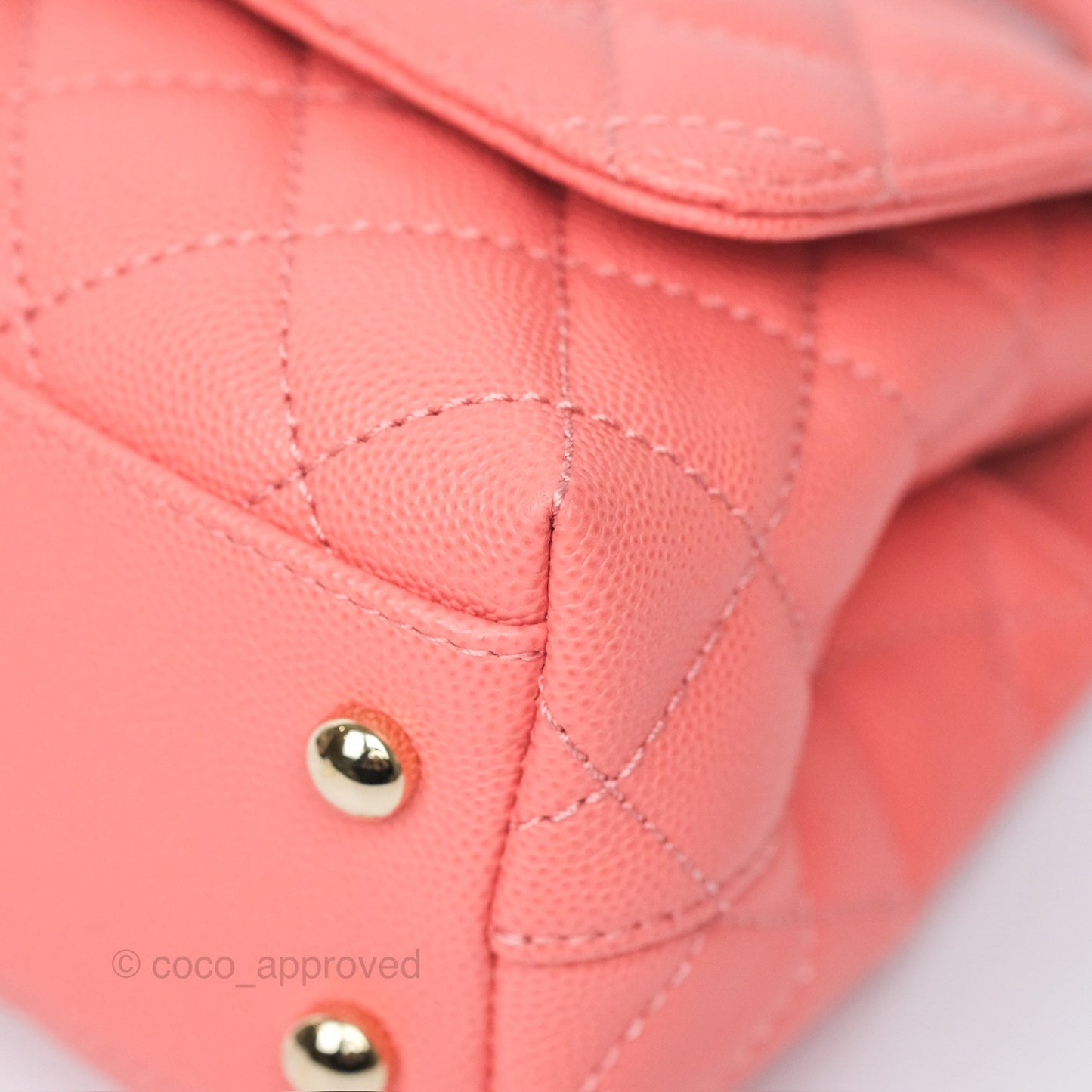 Chanel Mini Coco Handle Quilted Pink Caviar Gold Hardware