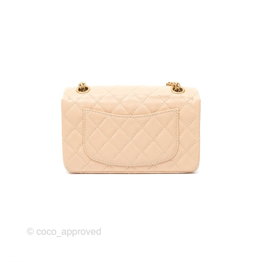 Chanel Mini Reissue 224 Beige Aged Calfskin Aged Gold Hardware