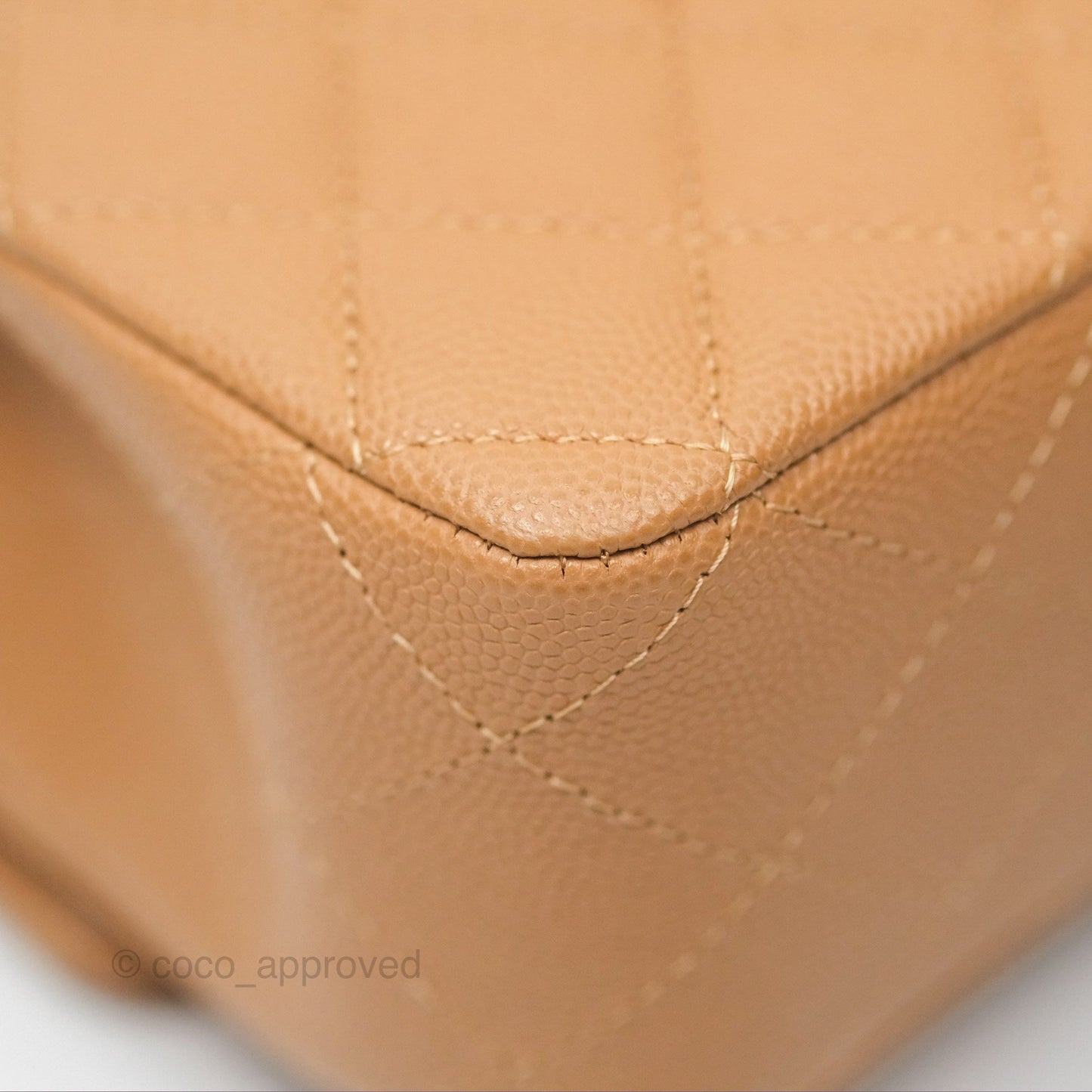 Chanel Classic M/L Medium Flap Quilted Beige Caviar Gold Hardware 23P