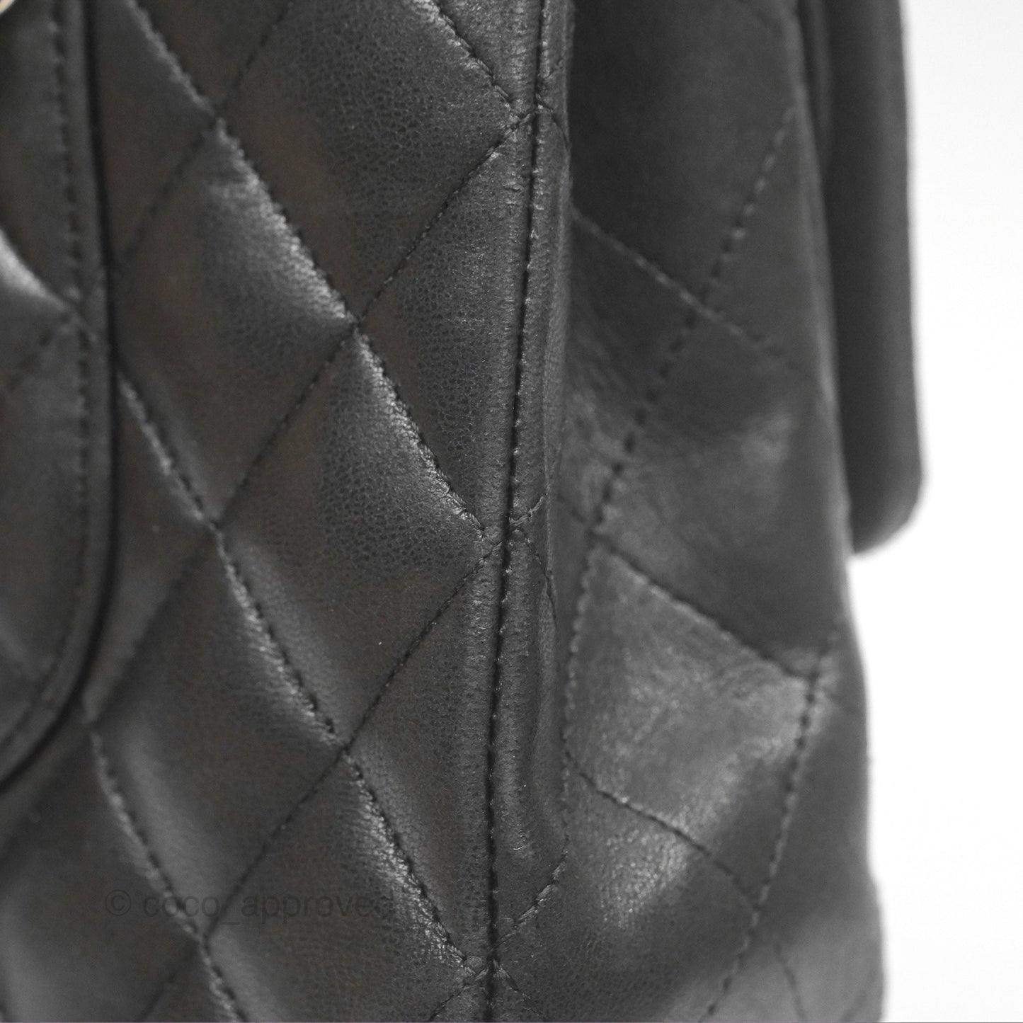 Chanel Classic M/L Medium Flap Quilted Black Lambskin Silver Hardware