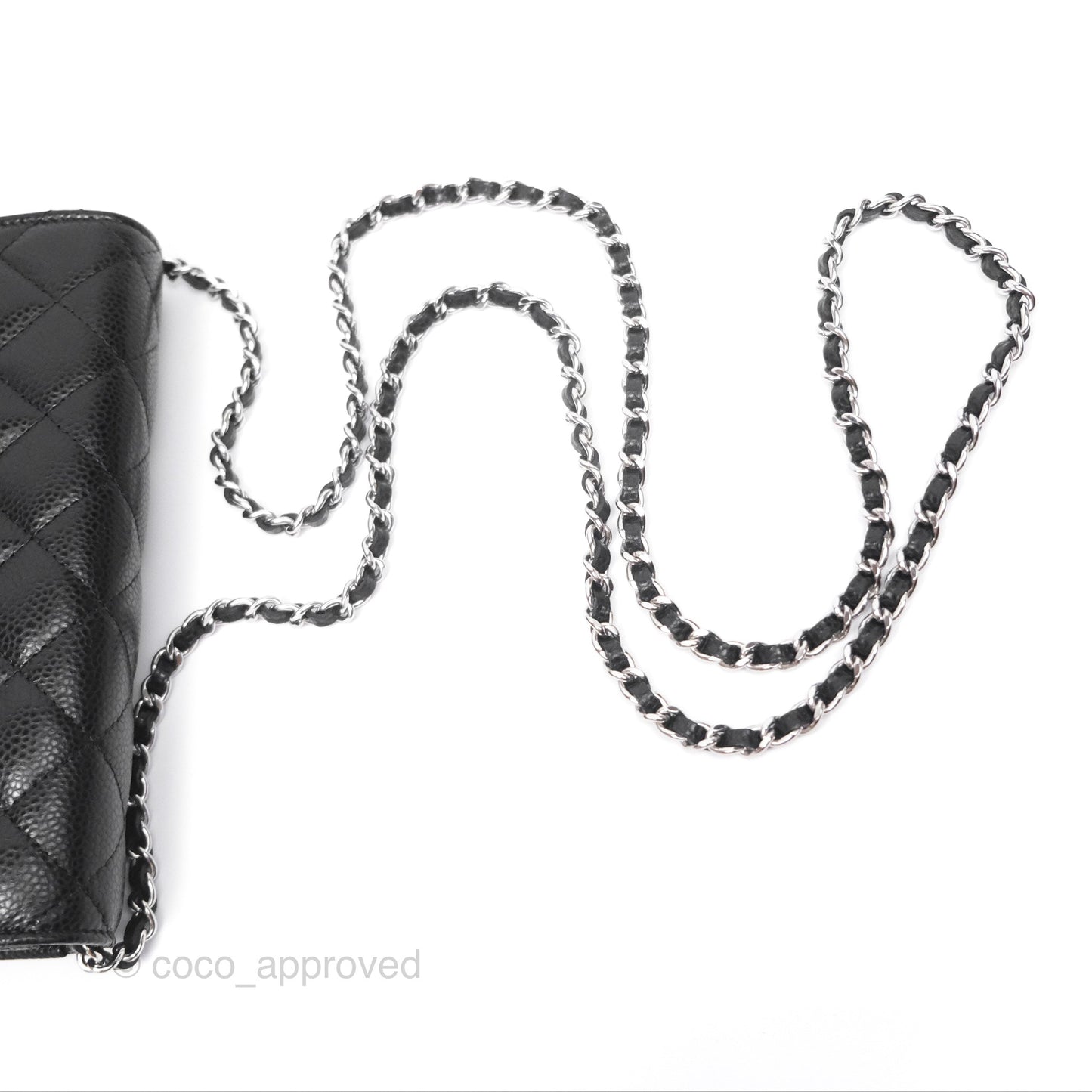 Chanel Classic Wallet On Chain WOC Quilted Black Caviar Silver Hardware