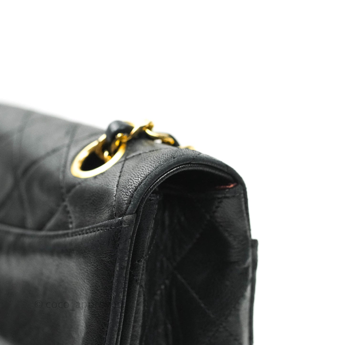 Chanel Vintage Flap Bag with Purse Pouch Black Lambskin 24K Gold Hardware