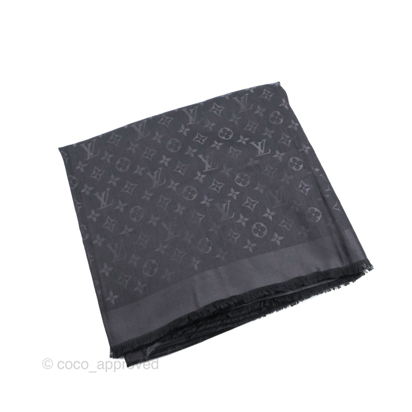 Louis Vuitton Silk Wool Monogram Shawl Anthracite