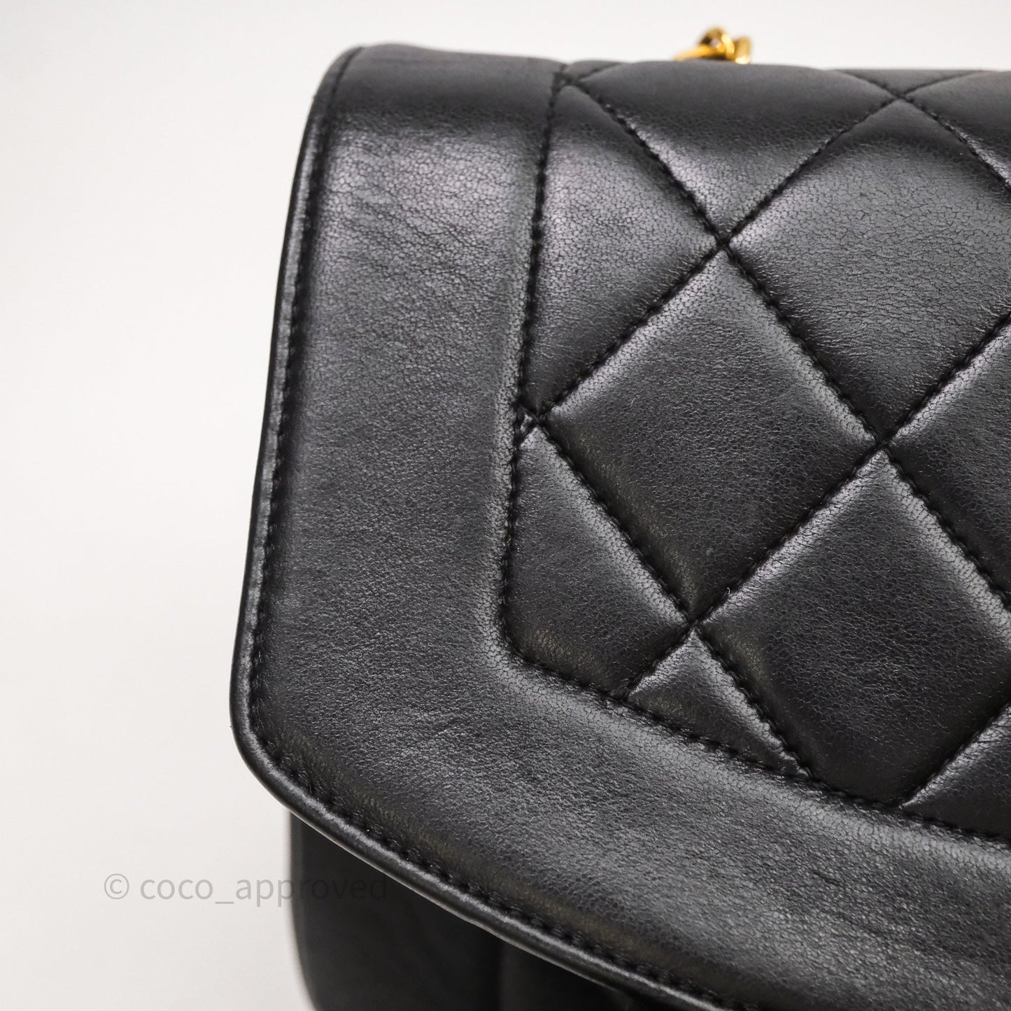 Chanel Vintage Small Classic Diana Flap Bag Black Lambskin 24K Gold Hardware