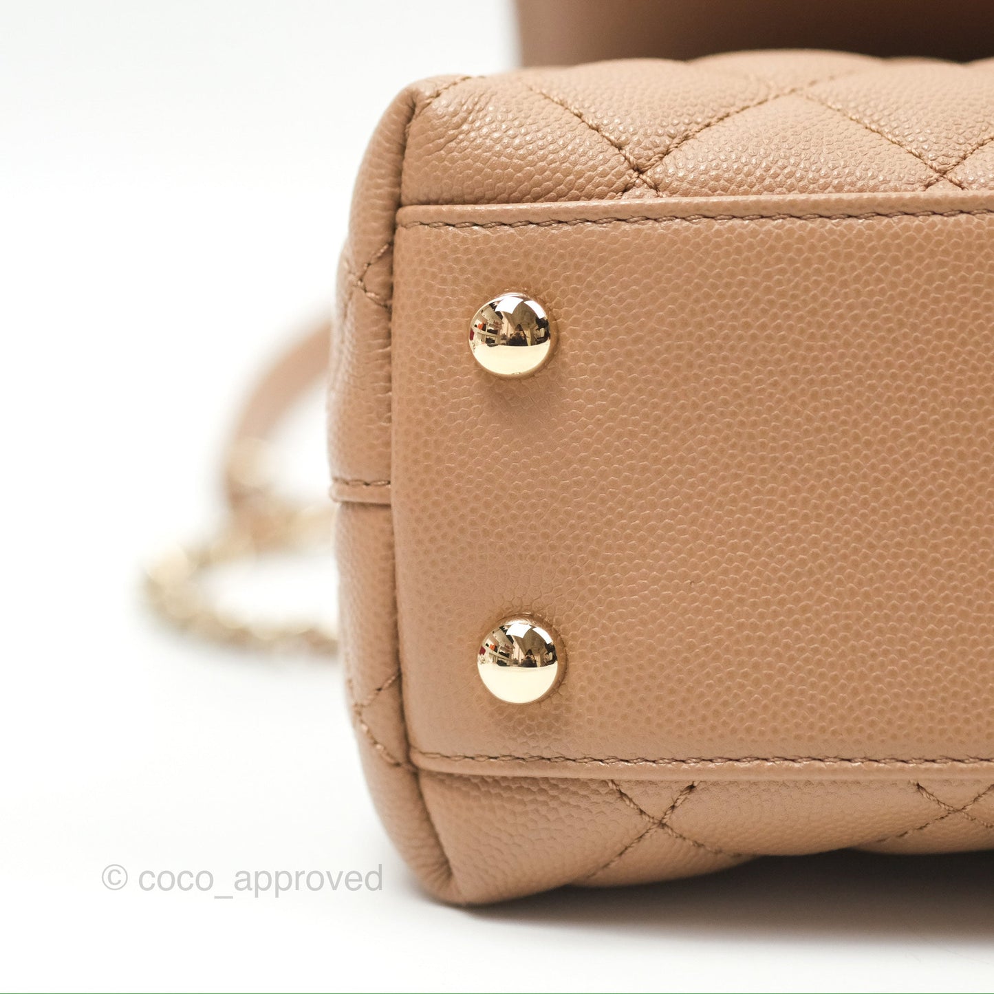 Chanel Small Coco Handle Quilted Beige Caviar Gold Hardware