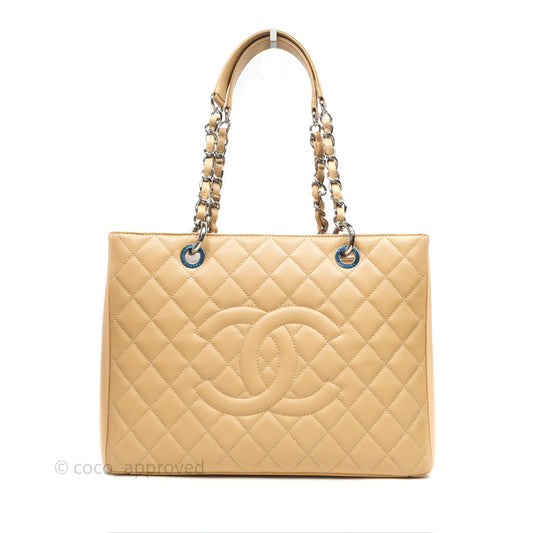 Chanel GST Beige Caviar Silver Hardware