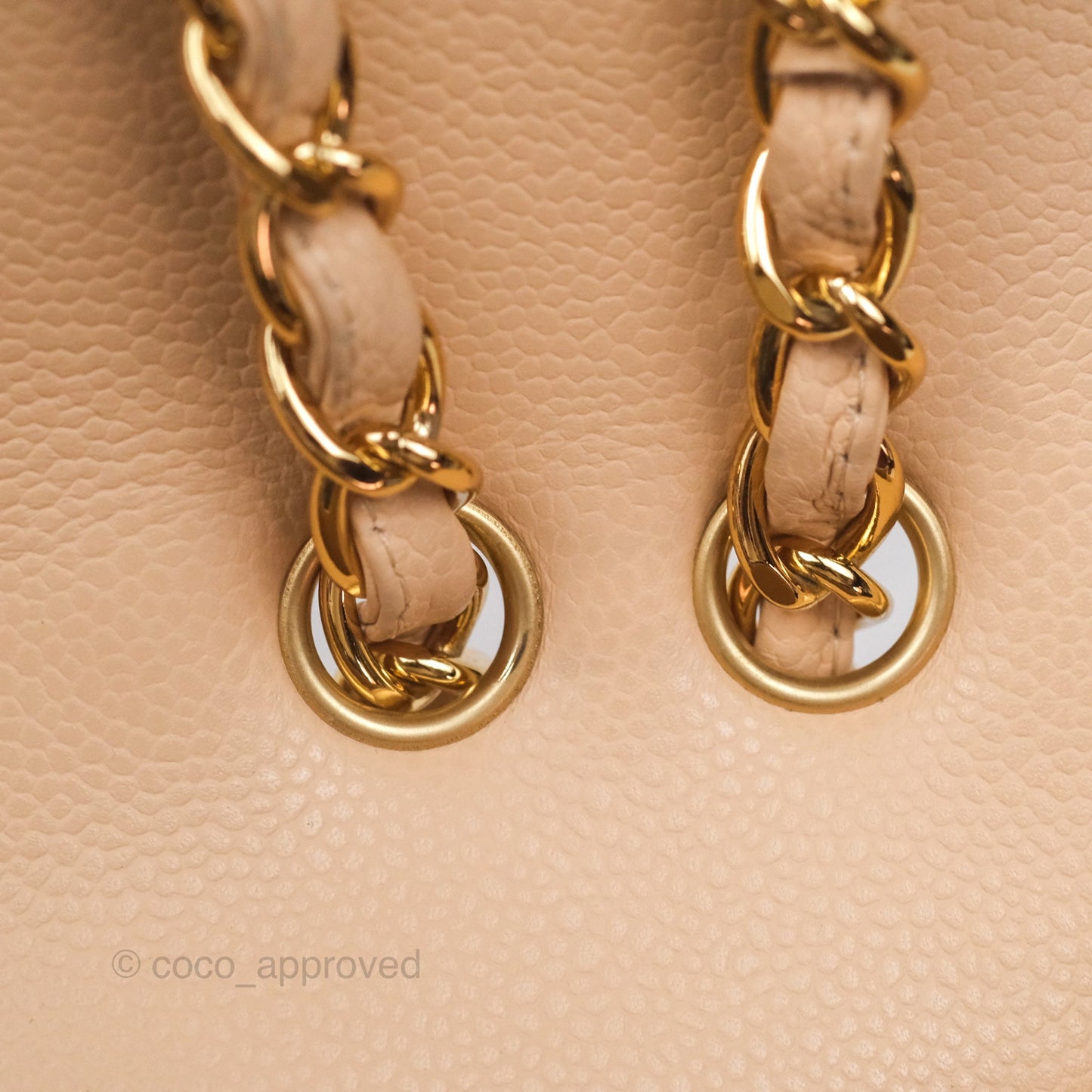 Chanel Jumbo Single Flap Quilted Beige Caviar Gold Hardware