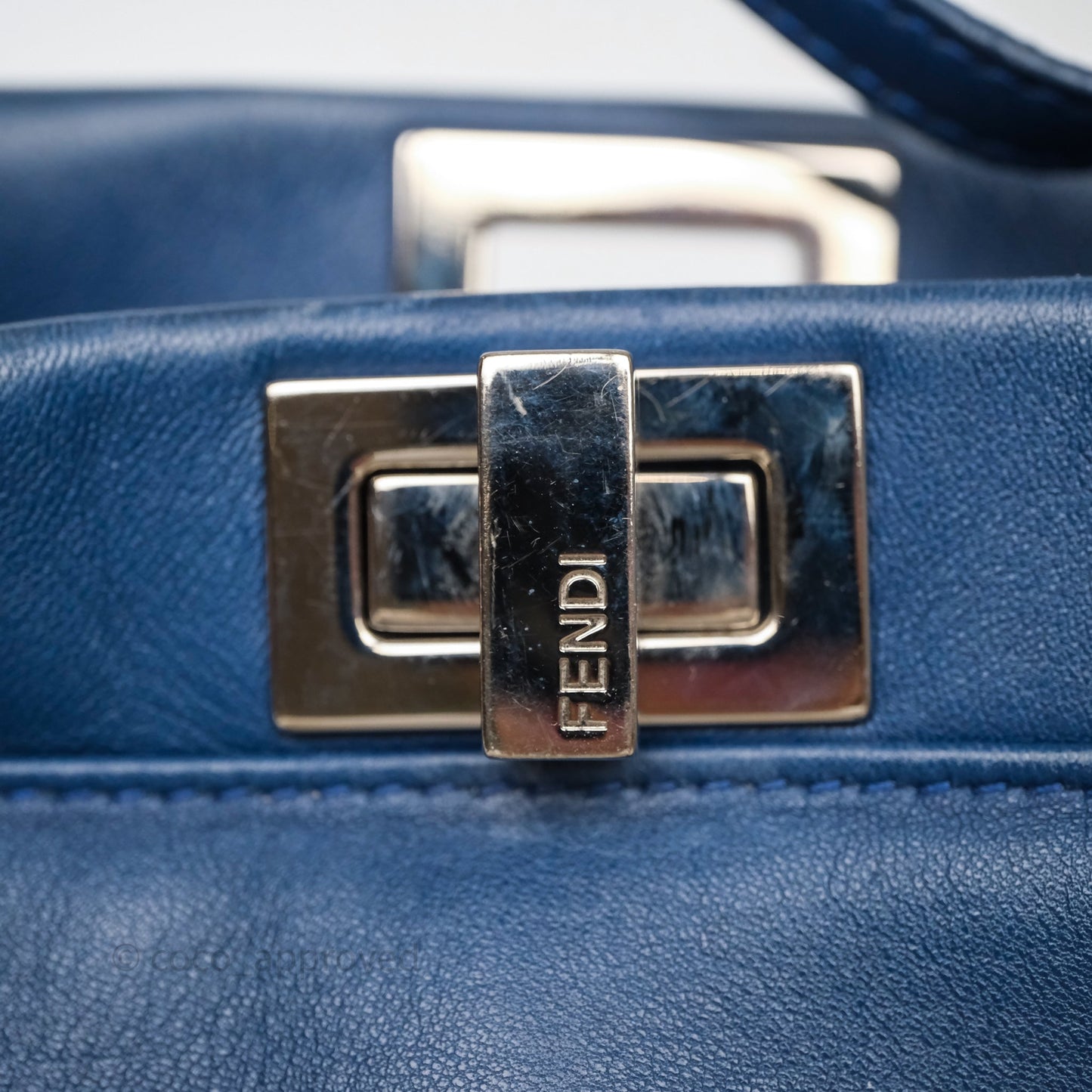 Fendi Nappa Mini Peekaboo Bag Blue Silver Hardware