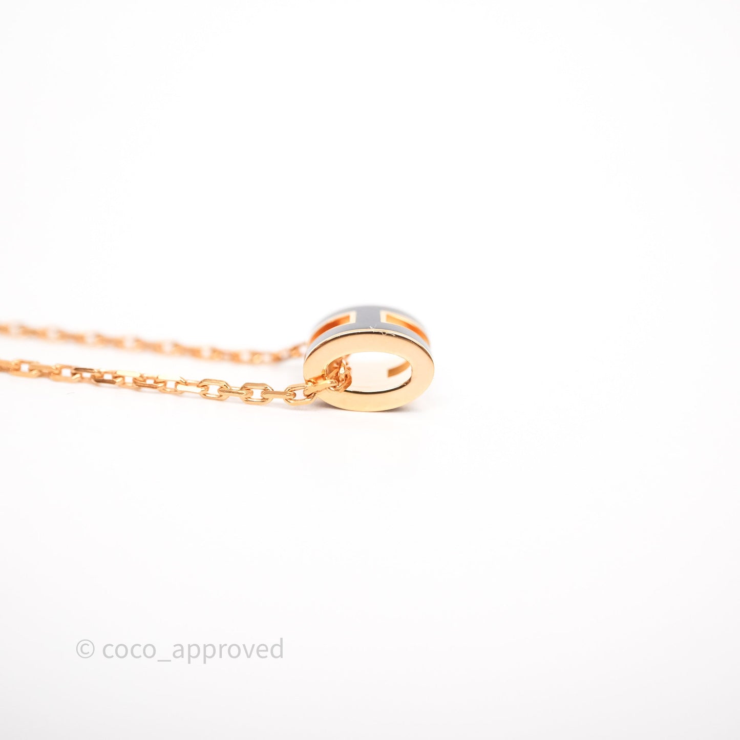 Hermès Mini Pop H Pendant Necklace Black Rose Gold Hardware