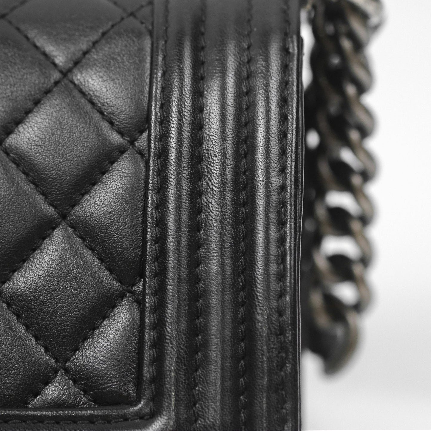 Chanel Small Boy Black Calfskin Ruthenium Hardware