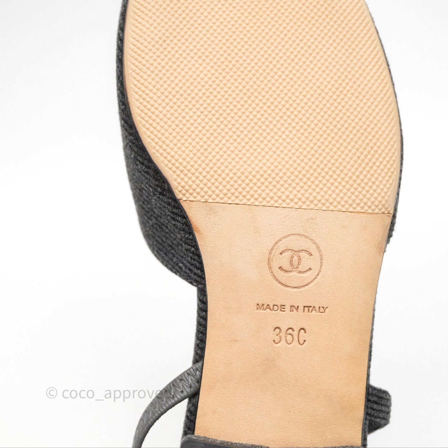 Chanel Classic Slingback Black/Grey Tweed Size 36