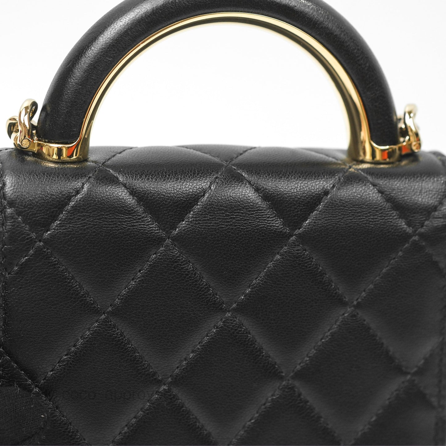 Chanel Top Handle Clutch with Chain Black Lambskin Gold Hardware 22A