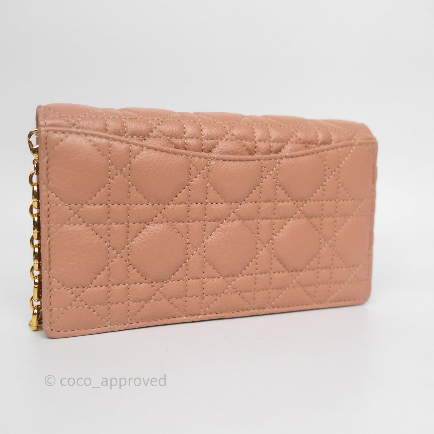 Christian Dior Caro Pouch with Chain In Supple Pink Cannage Calfskin