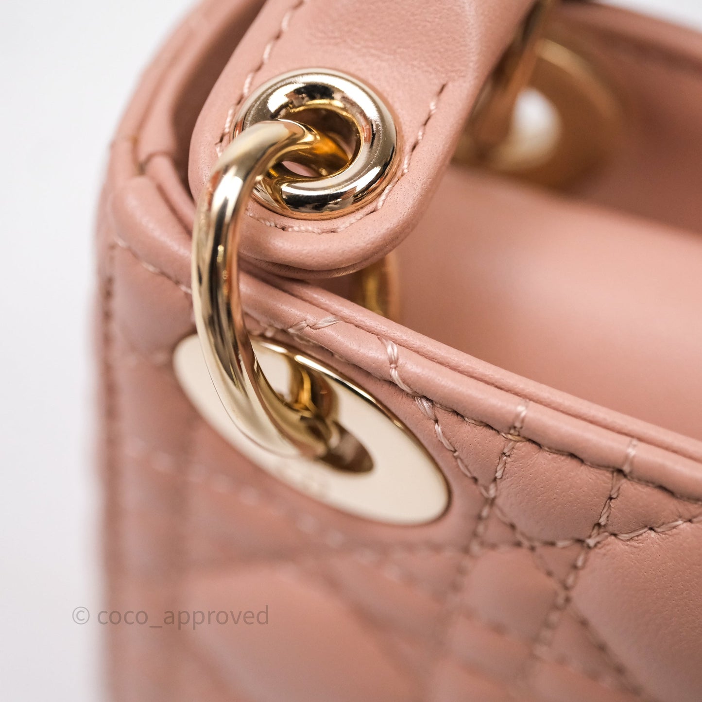 Christian Dior Micro Lady Dior Pink Beige Cannage Calfskin Gold Hardware