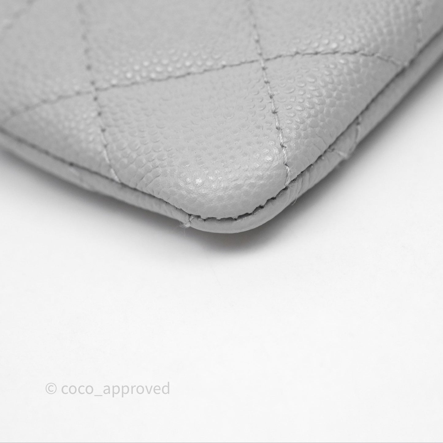 Chanel Quilted Classic Zip Card Holder Wallet Grey Caviar Gold Hardware
