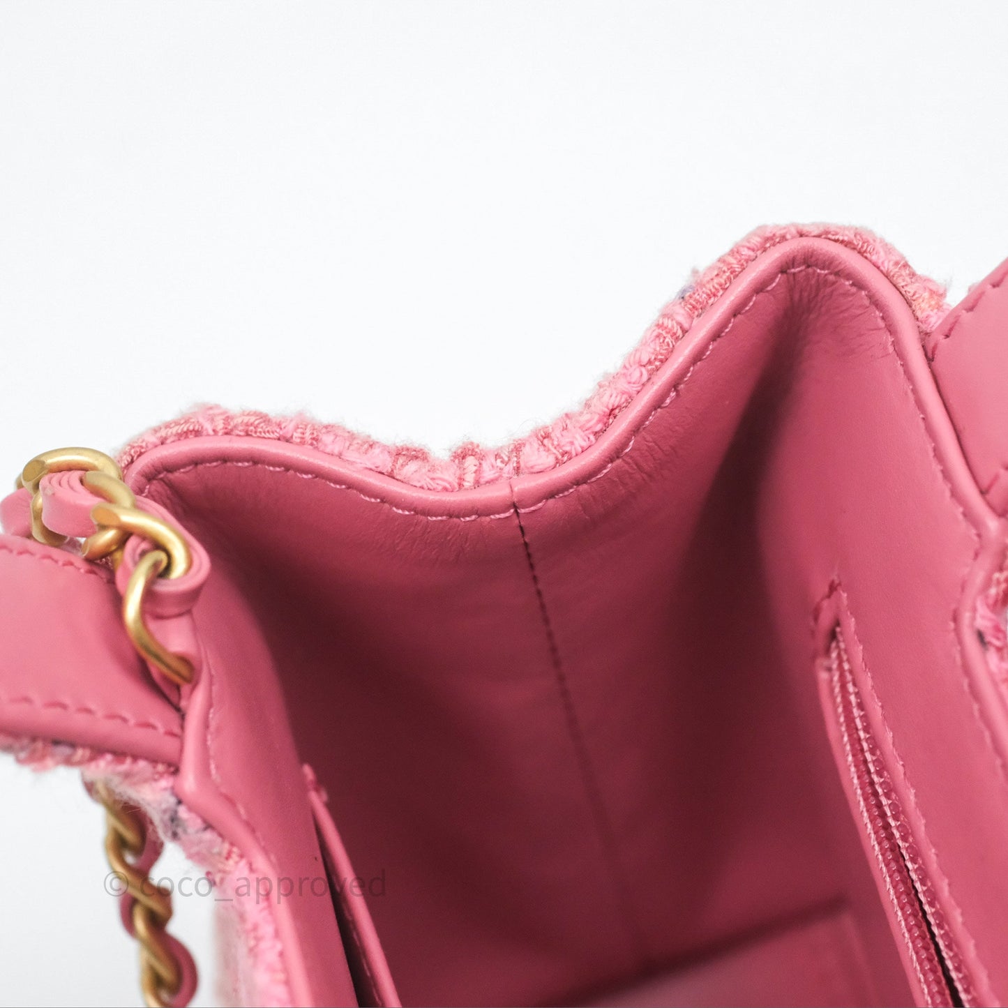 Chanel Kelly Bag Pink Tweed Aged Gold Hardware