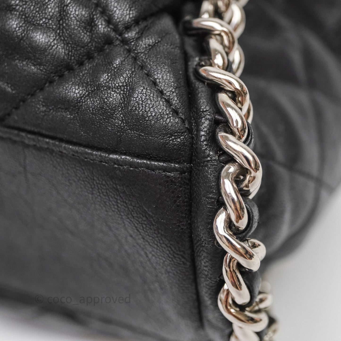 Chanel Chain Around Calfskin Hobo Black Silver Hardware