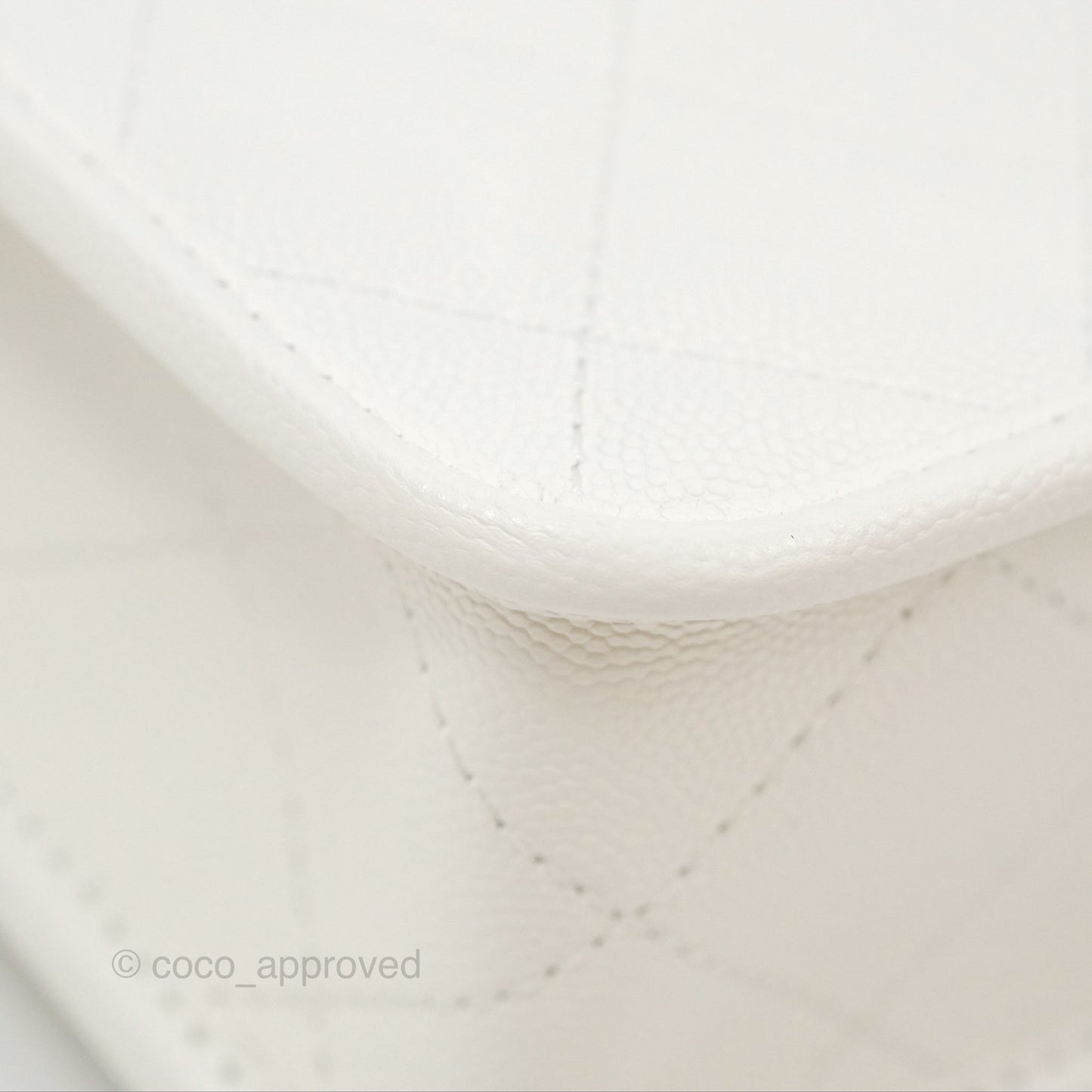 Chanel Mini School Memory Top Handle Flap White Caviar 22K